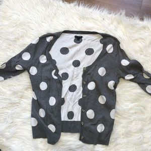 Gray and white polka dot cardigan